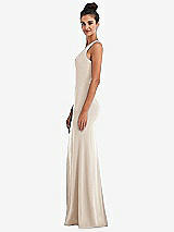 Side View Thumbnail - Oat Criss-Cross Cutout Back Maxi Dress with Front Slit
