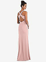 Front View Thumbnail - Rose - PANTONE Rose Quartz Criss-Cross Cutout Back Maxi Dress with Front Slit