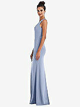 Side View Thumbnail - Sky Blue Criss-Cross Cutout Back Maxi Dress with Front Slit