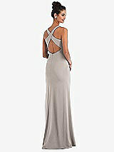 Front View Thumbnail - Taupe Criss-Cross Cutout Back Maxi Dress with Front Slit