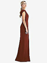 Side View Thumbnail - Auburn Moon Cap Sleeve Open-Back Trumpet Gown with Front Slit