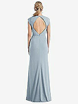 Rear View Thumbnail - Mist Cap Sleeve Open-Back Trumpet Gown with Front Slit