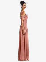 Side View Thumbnail - Desert Rose Off-the-Shoulder Draped Neckline Maxi Dress
