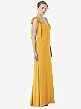 Side View Thumbnail - NYC Yellow Bow-Shoulder V-Back Trumpet Gown