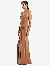 Alt View 2 Thumbnail - Toffee Cowl-Neck Draped Wrap Maxi Dress with Front Slit