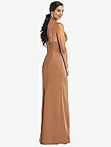Alt View 3 Thumbnail - Toffee Cowl-Neck Draped Wrap Maxi Dress with Front Slit