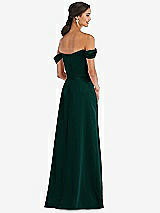 Alt View 3 Thumbnail - Evergreen Draped Pleat Off-the-Shoulder Maxi Dress