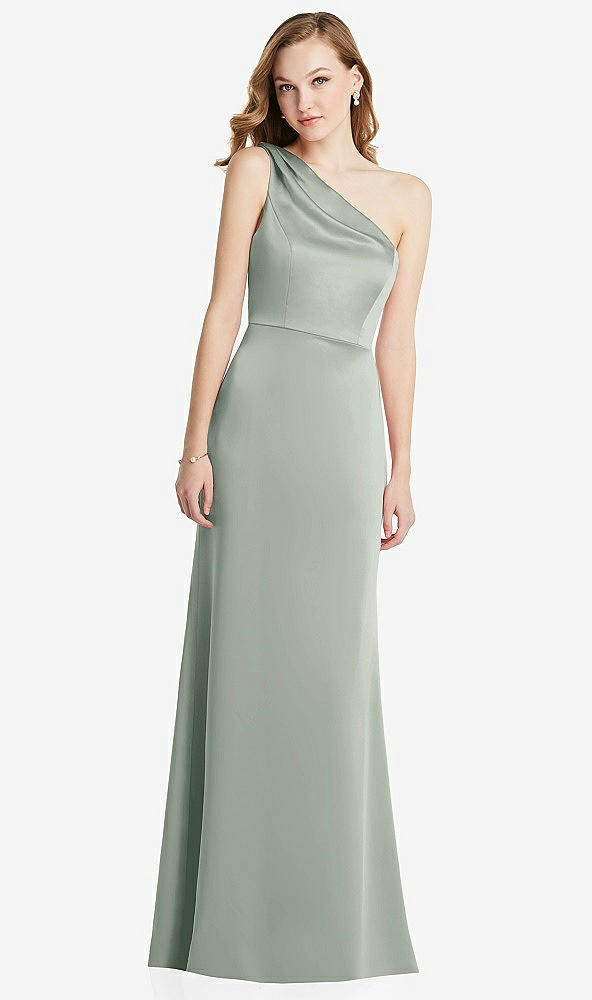 Shirred One-shoulder Satin Trumpet Bridesmaid Dress - Maddie In