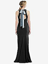 Front View Thumbnail - Black & Mist Cutout Open-Back Halter Maxi Dress with Scarf Tie