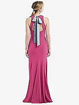 Front View Thumbnail - Tea Rose & Mist Cutout Open-Back Halter Maxi Dress with Scarf Tie