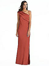 Alt View 1 Thumbnail - Amber Sunset Draped One-Shoulder Convertible Maxi Slip Dress