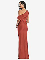 Rear View Thumbnail - Amber Sunset Draped One-Shoulder Convertible Maxi Slip Dress
