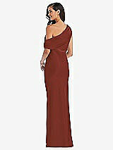 Rear View Thumbnail - Auburn Moon Draped One-Shoulder Convertible Maxi Slip Dress