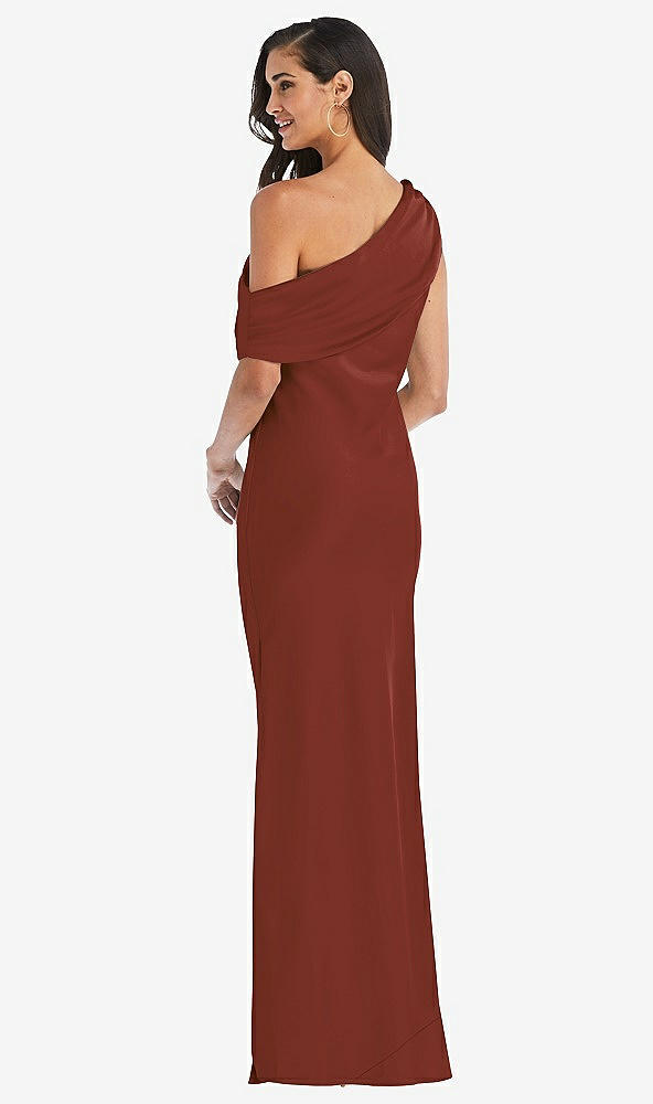 Back View - Auburn Moon Draped One-Shoulder Convertible Maxi Slip Dress