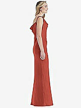 Side View Thumbnail - Amber Sunset Asymmetrical One-Shoulder Cowl Maxi Slip Dress