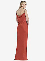 Rear View Thumbnail - Amber Sunset Asymmetrical One-Shoulder Cowl Maxi Slip Dress