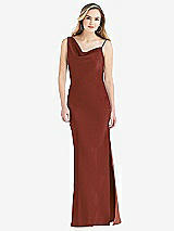 Front View Thumbnail - Auburn Moon Asymmetrical One-Shoulder Cowl Maxi Slip Dress