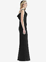 Side View Thumbnail - Black Asymmetrical One-Shoulder Cowl Maxi Slip Dress