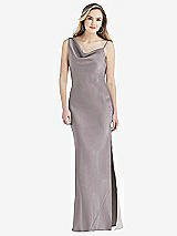 Front View Thumbnail - Cashmere Gray Asymmetrical One-Shoulder Cowl Maxi Slip Dress