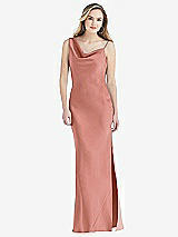 Front View Thumbnail - Desert Rose Asymmetrical One-Shoulder Cowl Maxi Slip Dress