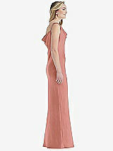 Side View Thumbnail - Desert Rose Asymmetrical One-Shoulder Cowl Maxi Slip Dress