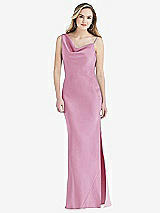 Front View Thumbnail - Powder Pink Asymmetrical One-Shoulder Cowl Maxi Slip Dress