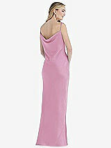 Rear View Thumbnail - Powder Pink Asymmetrical One-Shoulder Cowl Maxi Slip Dress