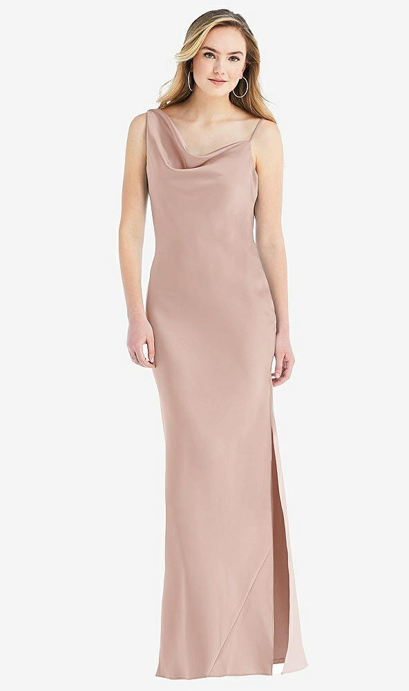 Front View - Toasted Sugar Asymmetrical One-Shoulder Cowl Maxi Slip Dress