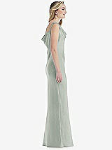 Side View Thumbnail - Willow Green Asymmetrical One-Shoulder Cowl Maxi Slip Dress
