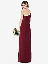 Rear View Thumbnail - Burgundy One-Shoulder Crepe Trumpet Gown with Front Slit