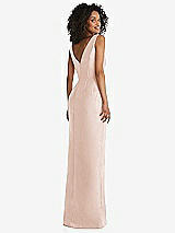 Rear View Thumbnail - Cameo Pleated Bodice Satin Maxi Pencil Dress with Bow Detail
