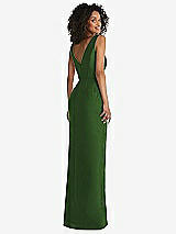 Rear View Thumbnail - Celtic Pleated Bodice Satin Maxi Pencil Dress with Bow Detail
