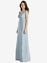 Side View Thumbnail - Mist Off-the-Shoulder Draped Wrap Maxi Dress with Pockets
