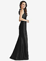 Side View Thumbnail - Black Jewel Neck Bowed Open-Back Trumpet Dress with Front Slit