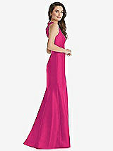 Side View Thumbnail - Think Pink Jewel Neck Bowed Open-Back Trumpet Dress 