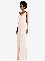Side View Thumbnail - Blush Square Low-Back A-Line Dress with Front Slit and Pockets