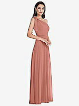 Alt View 2 Thumbnail - Desert Rose Draped One-Shoulder Maxi Dress with Scarf Bow