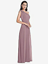 Alt View 2 Thumbnail - Dusty Rose Draped One-Shoulder Maxi Dress with Scarf Bow