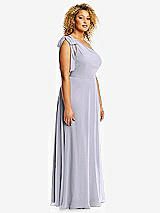 Side View Thumbnail - Silver Dove Draped One-Shoulder Maxi Dress with Scarf Bow