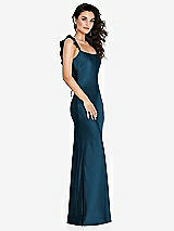 Alt View 1 Thumbnail - Atlantic Blue Ruffle Trimmed Open-Back Maxi Slip Dress