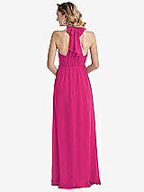 Rear View Thumbnail - Think Pink Empire Waist Shirred Skirt Convertible Sash Tie Maxi Dress