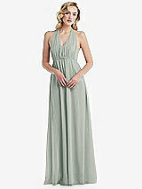 Alt View 5 Thumbnail - Willow Green Empire Waist Shirred Skirt Convertible Sash Tie Maxi Dress