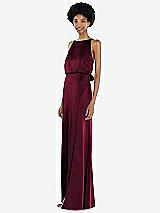 Side View Thumbnail - Cabernet High-Neck Low Tie-Back Maxi Dress with Adjustable Straps