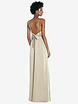 Front View Thumbnail - Champagne High-Neck Low Tie-Back Maxi Dress with Adjustable Straps