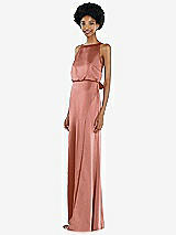 Side View Thumbnail - Desert Rose High-Neck Low Tie-Back Maxi Dress with Adjustable Straps