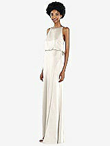 Side View Thumbnail - Ivory High-Neck Low Tie-Back Maxi Dress with Adjustable Straps