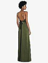 Front View Thumbnail - Olive Green High-Neck Low Tie-Back Maxi Dress with Adjustable Straps