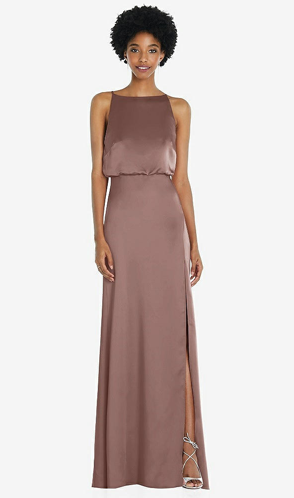 Back View - Sienna High-Neck Low Tie-Back Maxi Dress with Adjustable Straps
