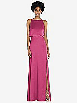 Rear View Thumbnail - Tea Rose High-Neck Low Tie-Back Maxi Dress with Adjustable Straps