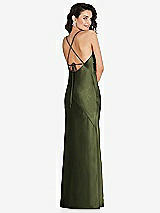 Rear View Thumbnail - Olive Green V-Neck Convertible Strap Bias Slip Dress with Front Slit